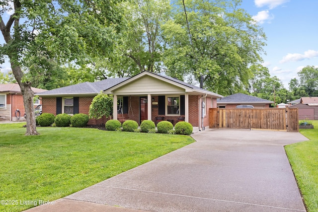 6507 S Dr, Louisville, KY 40272 - view of front facade featuring a porch, driveway, brick siding, and roof with shingles