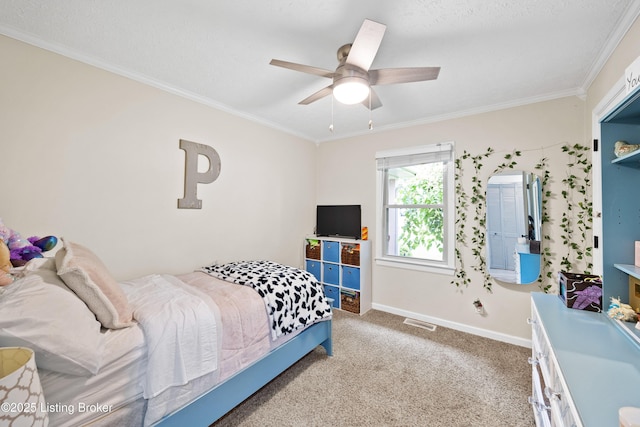6507 S Dr, Louisville, KY 40272 - bedroom featuring crown molding, carpet floors, baseboards, and a ceiling fan