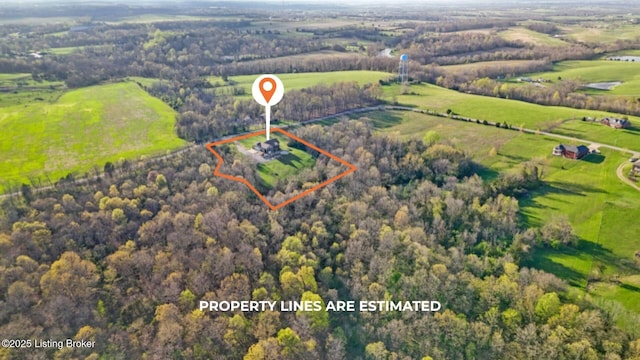 444 Wire Ln, Bardstown, KY 40004 - birds eye view of property featuring a rural view and a view of trees