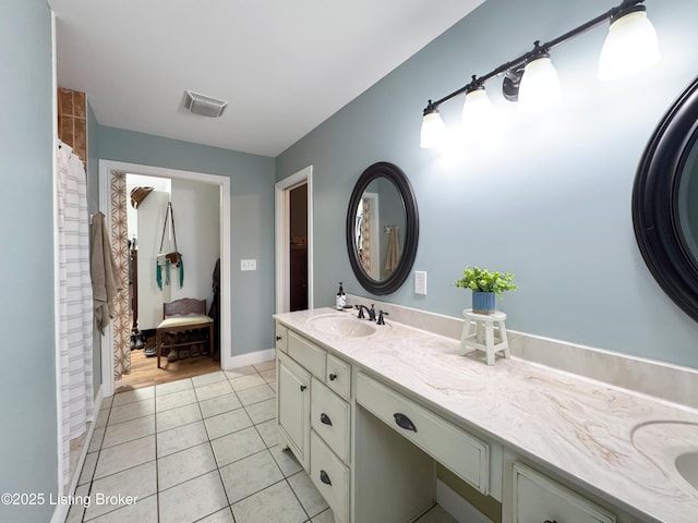 444 Wire Ln, Bardstown, KY 40004 - bathroom with baseboards, vanity, tile patterned floors, and visible vents