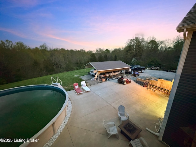444 Wire Ln, Bardstown, KY 40004 - outdoor pool with a lawn and a wooded view