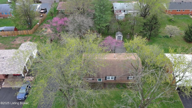 bird's eye view with a residential view