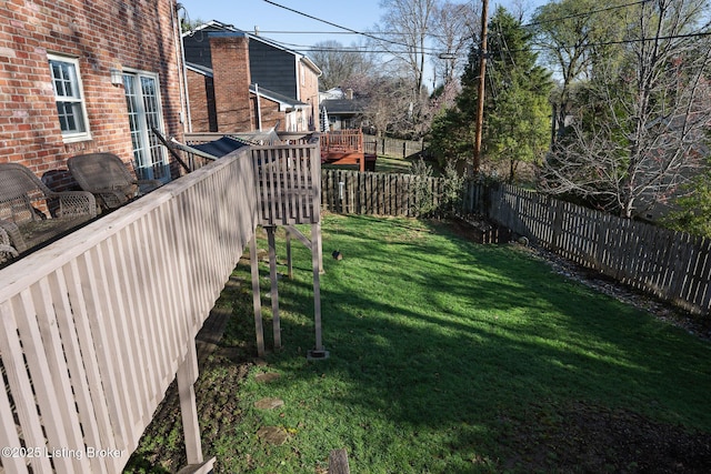 view of yard with a fenced backyard