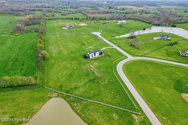 drone / aerial view with a rural view