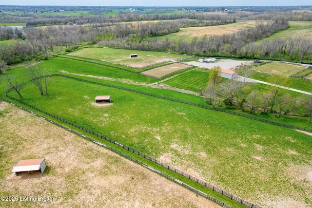 aerial view featuring a rural view