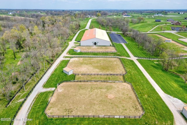 bird's eye view with a rural view