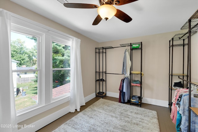 205 Birch Ave, La Grange, KY 40031 - bedroom featuring baseboards, wood finished floors, and ceiling fan