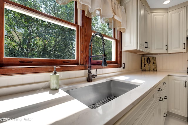 205 Birch Ave, La Grange, KY 40031 - kitchen with recessed lighting, a sink, and white cabinets