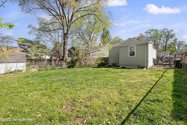 view of yard with a patio area and a fenced backyard