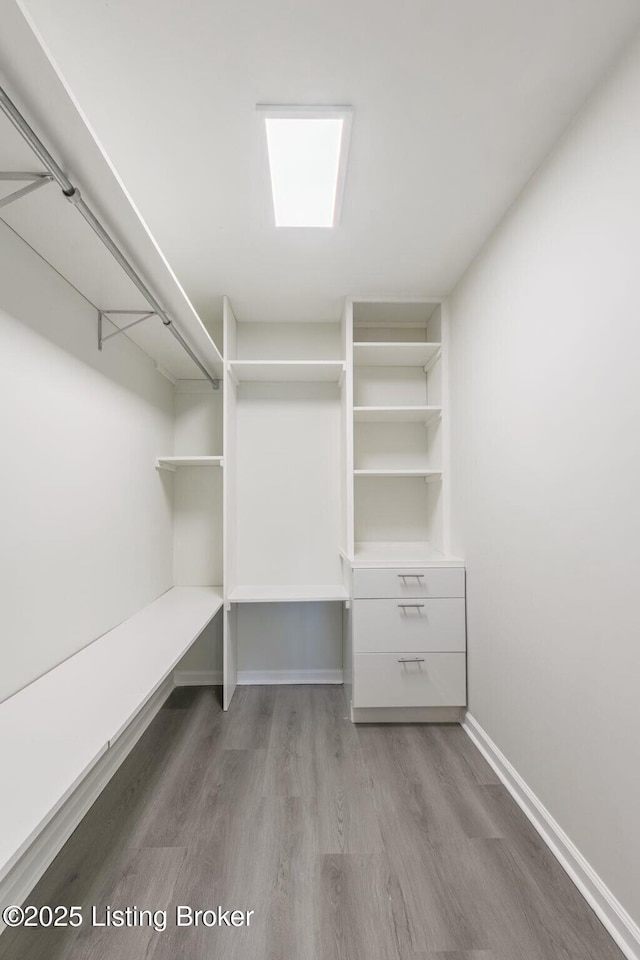 spacious closet with wood finished floors