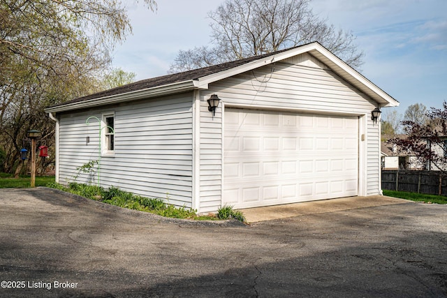 view of detached garage