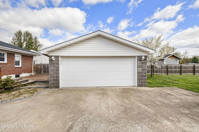 detached garage with fence