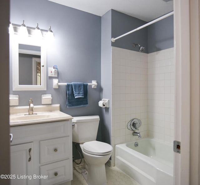 7407 Meadow Rd, Crestwood, KY 40014 - bathroom with bathing tub / shower combination, tile patterned flooring, toilet, and vanity