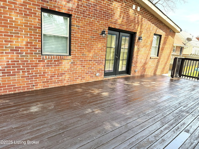 wooden deck with french doors
