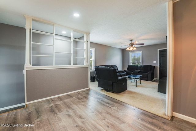 10000 Charleswood Rd, Louisville, KY 40229 - living room with recessed lighting, wood finished floors, baseboards, and ceiling fan