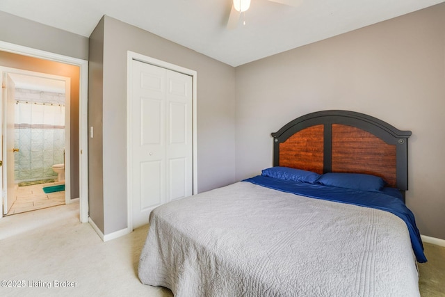 10000 Charleswood Rd, Louisville, KY 40229 - bedroom with a closet, carpet flooring, baseboards, and a ceiling fan