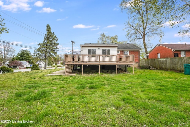 10000 Charleswood Rd, Louisville, KY 40229 - rear view of property with fence, a wooden deck, and a yard