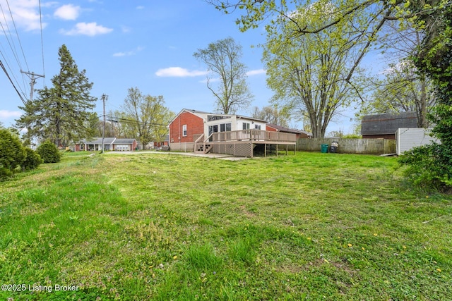 10000 Charleswood Rd, Louisville, KY 40229 - view of yard with a wooden deck, fence, and stairs