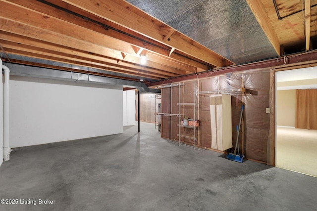 view of unfinished basement
