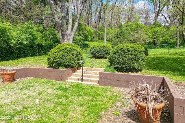 view of yard with fence