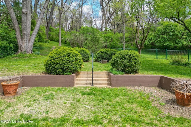 view of yard with fence