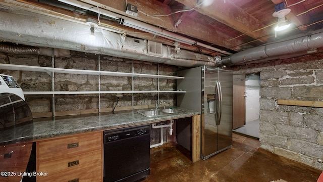 1031 S 7th St, Louisville, KY 40203 - unfinished basement with stainless steel refrigerator with ice dispenser and bar with sink
