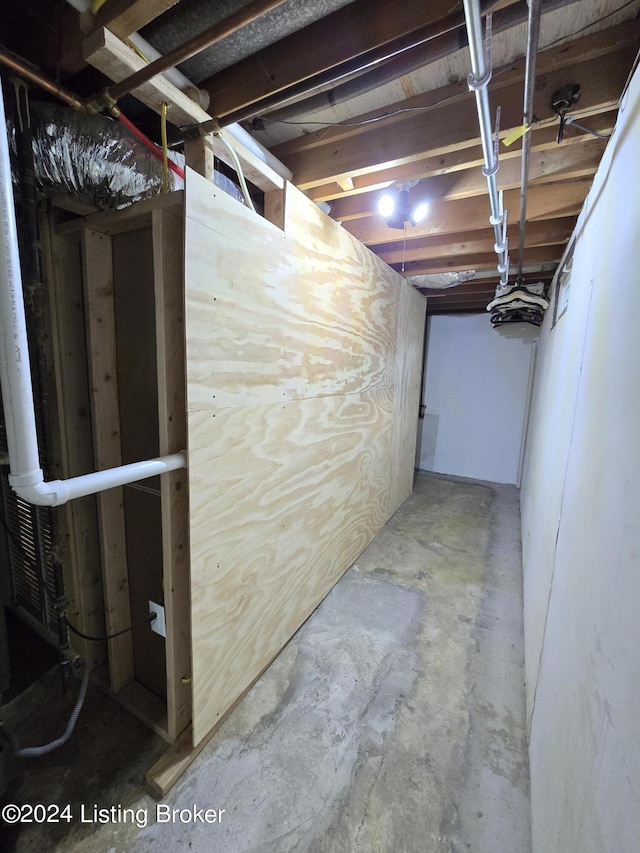 view of unfinished basement