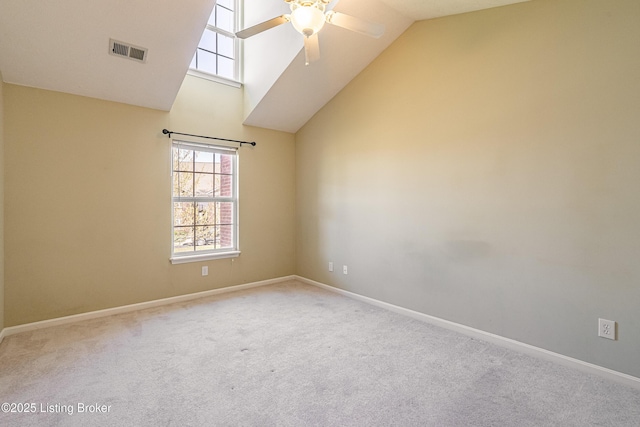 10202 Deer Vista Dr Unit 202, Louisville, KY 40291 - carpeted empty room with a ceiling fan, vaulted ceiling, plenty of natural light, and baseboards