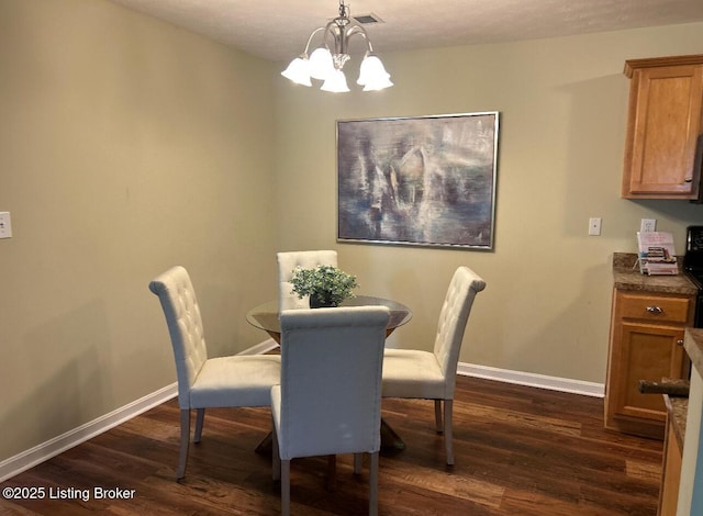 10202 Deer Vista Dr Unit 202, Louisville, KY 40291 - dining space with dark wood finished floors, a chandelier, and baseboards