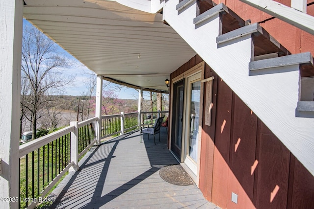 deck featuring a porch