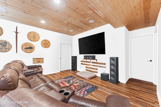 6357 Clore Ln, Crestwood, KY 40014 - living area featuring wood ceiling, baseboards, recessed lighting, and wood finished floors