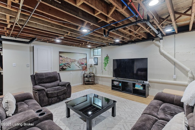 living room with wood finished floors