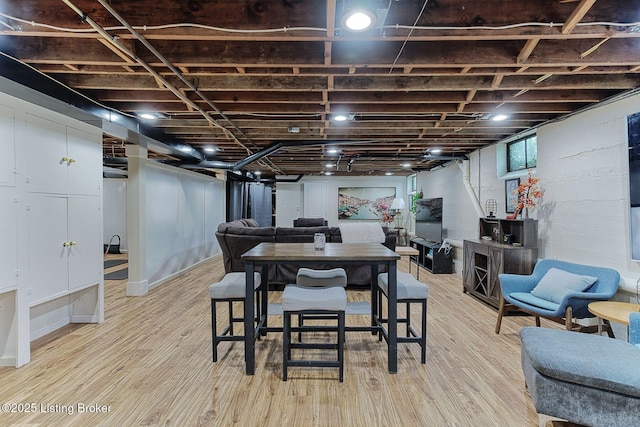 dining area featuring light wood-type flooring