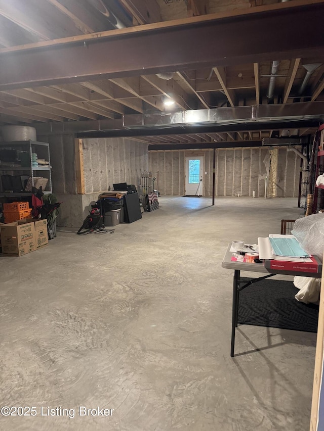 view of unfinished basement