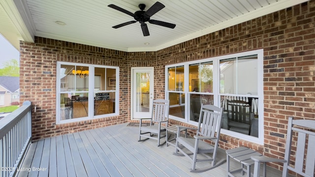deck featuring ceiling fan