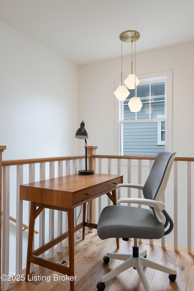 home office featuring wood finished floors