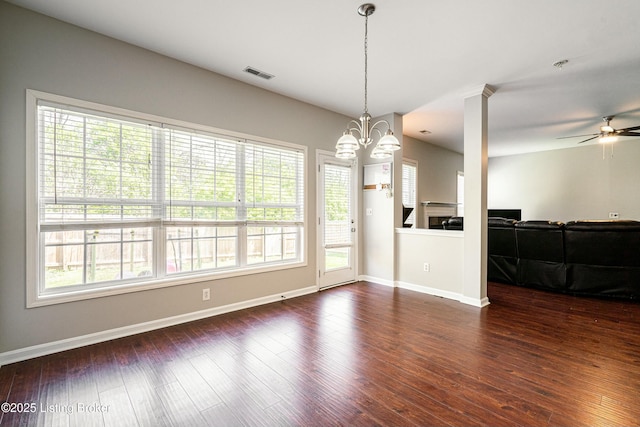 8805 Eli Dr, Louisville, KY 40291 - interior space featuring dark wood finished floors, baseboards, and visible vents