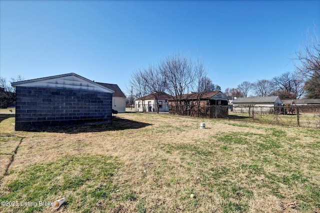 view of yard featuring fence