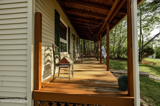 deck featuring a porch