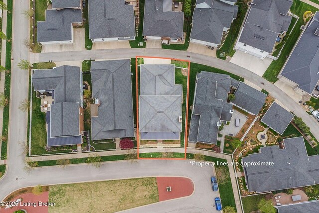 bird's eye view featuring a residential view