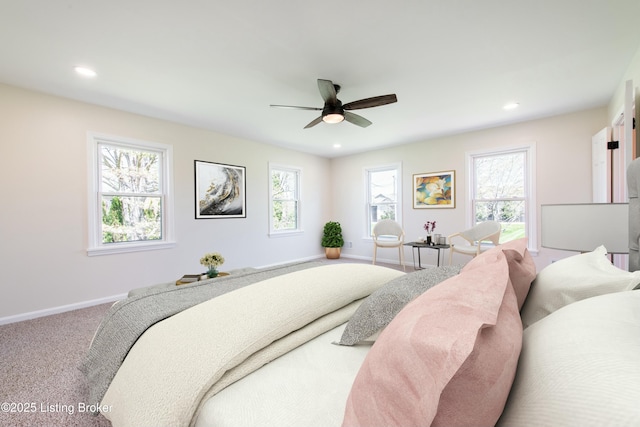 9004 Old Bardstown Rd Rd, Louisville, KY 40291 - carpeted bedroom with baseboards, recessed lighting, and ceiling fan