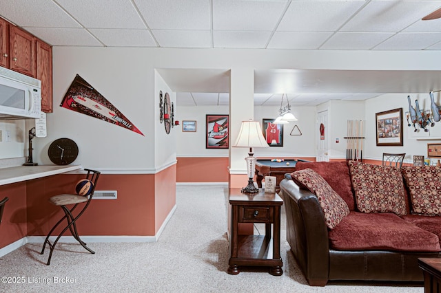 12305 Dominion Way, Louisville, KY 40299 - carpeted living area featuring a paneled ceiling, baseboards, and billiards