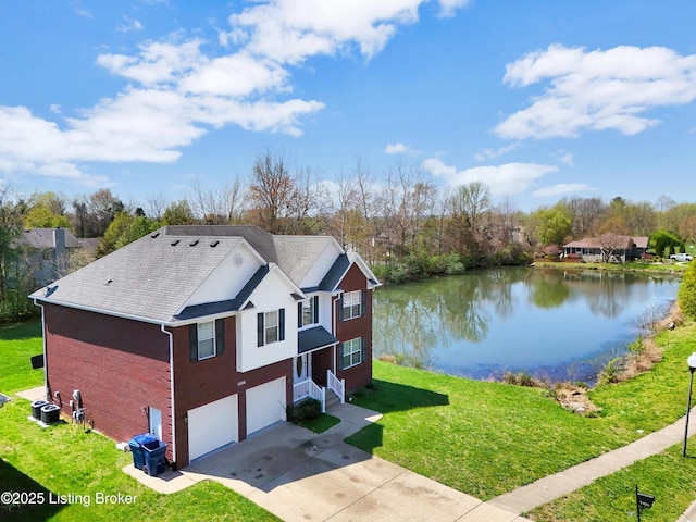 exterior space featuring a water view