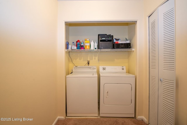 212 La Fontenay Ct, Louisville, KY 40223 - laundry area with independent washer and dryer, baseboards, carpet, and laundry area