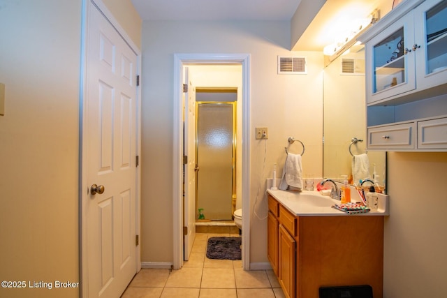 212 La Fontenay Ct, Louisville, KY 40223 - full bathroom with vanity, visible vents, tile patterned flooring, and a stall shower