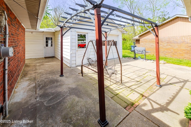 215 Bottorff Dr, Sellersburg, IN 47172 - view of patio / terrace featuring a pergola and a detached garage