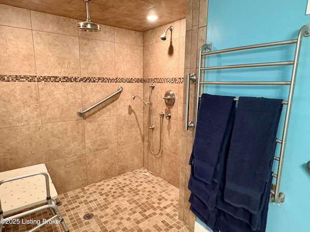 bathroom featuring a stall shower