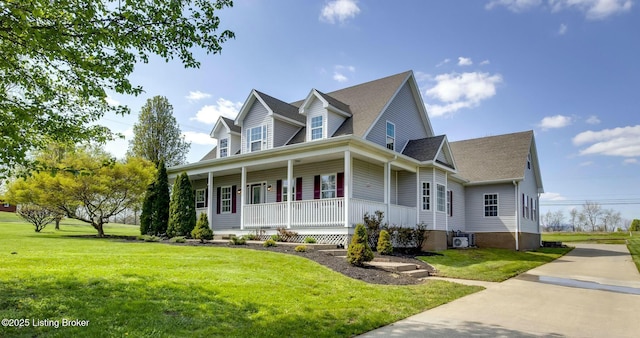view of front of house with a front lawn and a porch