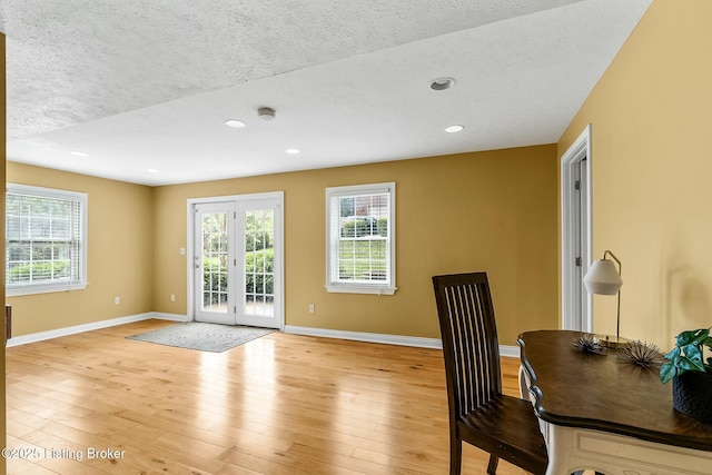 interior space with baseboards, a wealth of natural light, and light wood finished floors