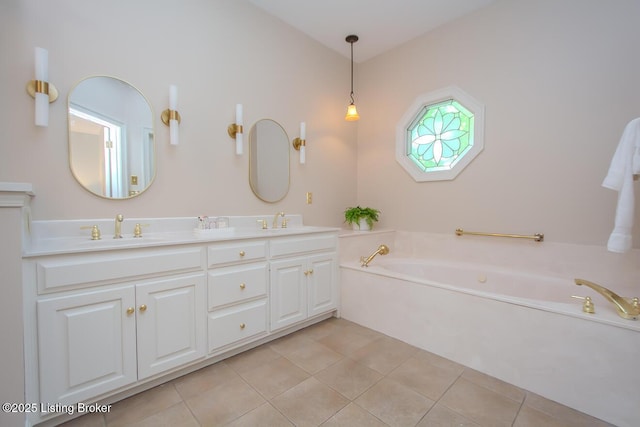 1038 Garden Creek Cir, Louisville, KY 40223 - bathroom featuring a bath, tile patterned floors, and double vanity